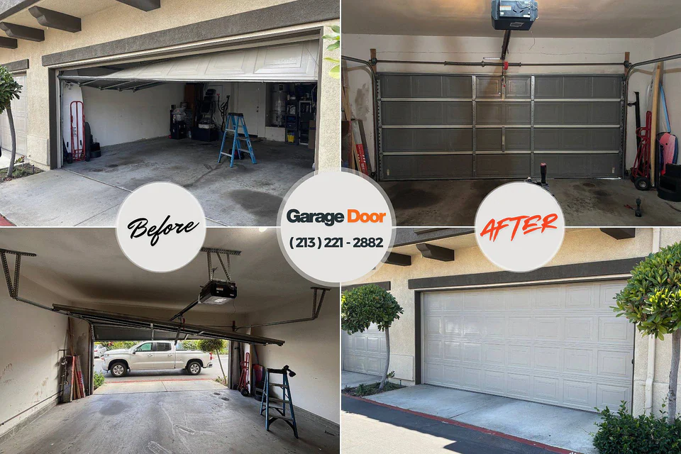 Before and after: garage door repair Smithton, IL